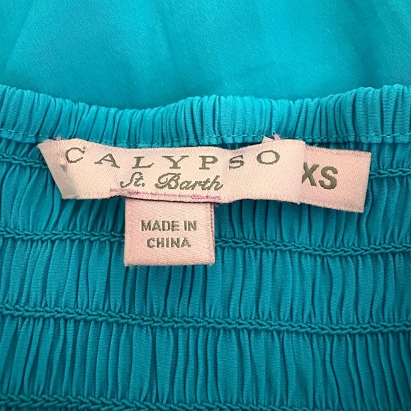 Calypso St. Barth Anima Smocked Vibrant Turquoise Breezy A-Line Skirt Size XS - Picture 10 of 13